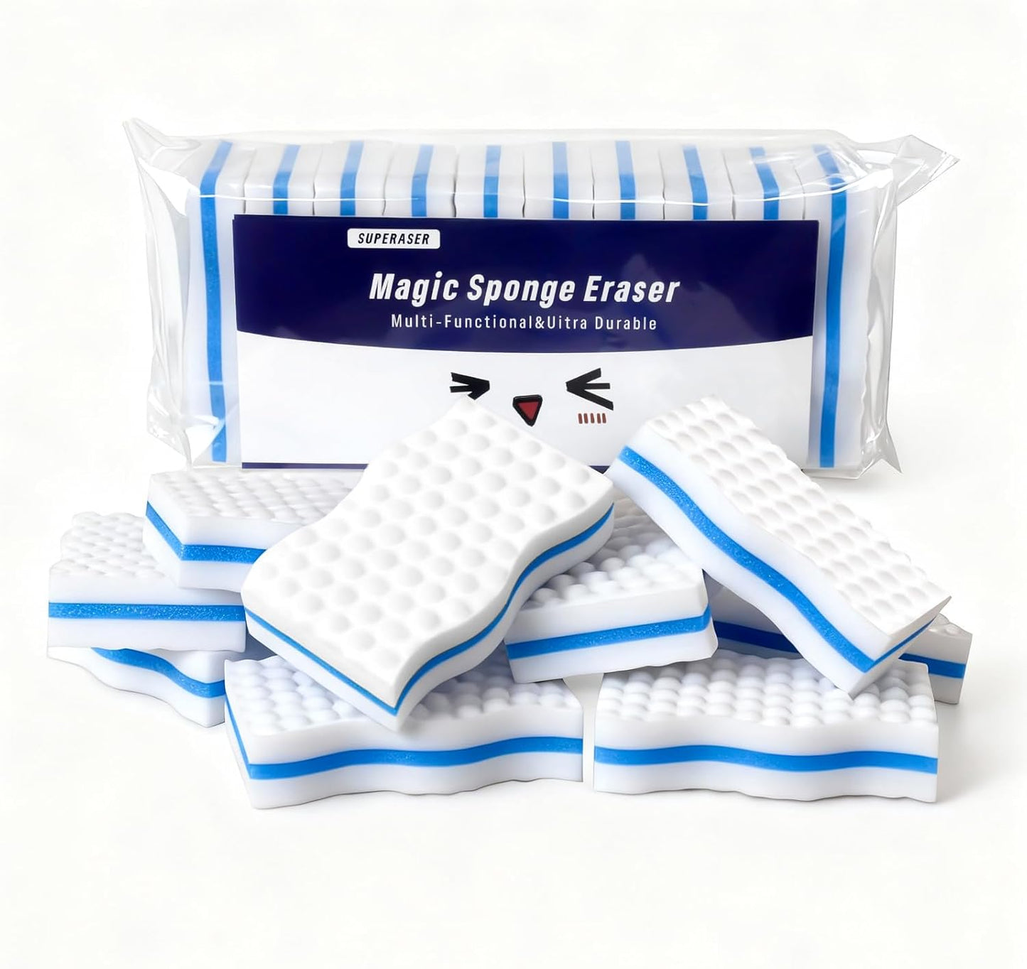 Magic Sponge Eraser,Tex-10 Scrub Melamine Sponges, Heavy Duty No Scratches (HD-PU-Durable 10-Pack)