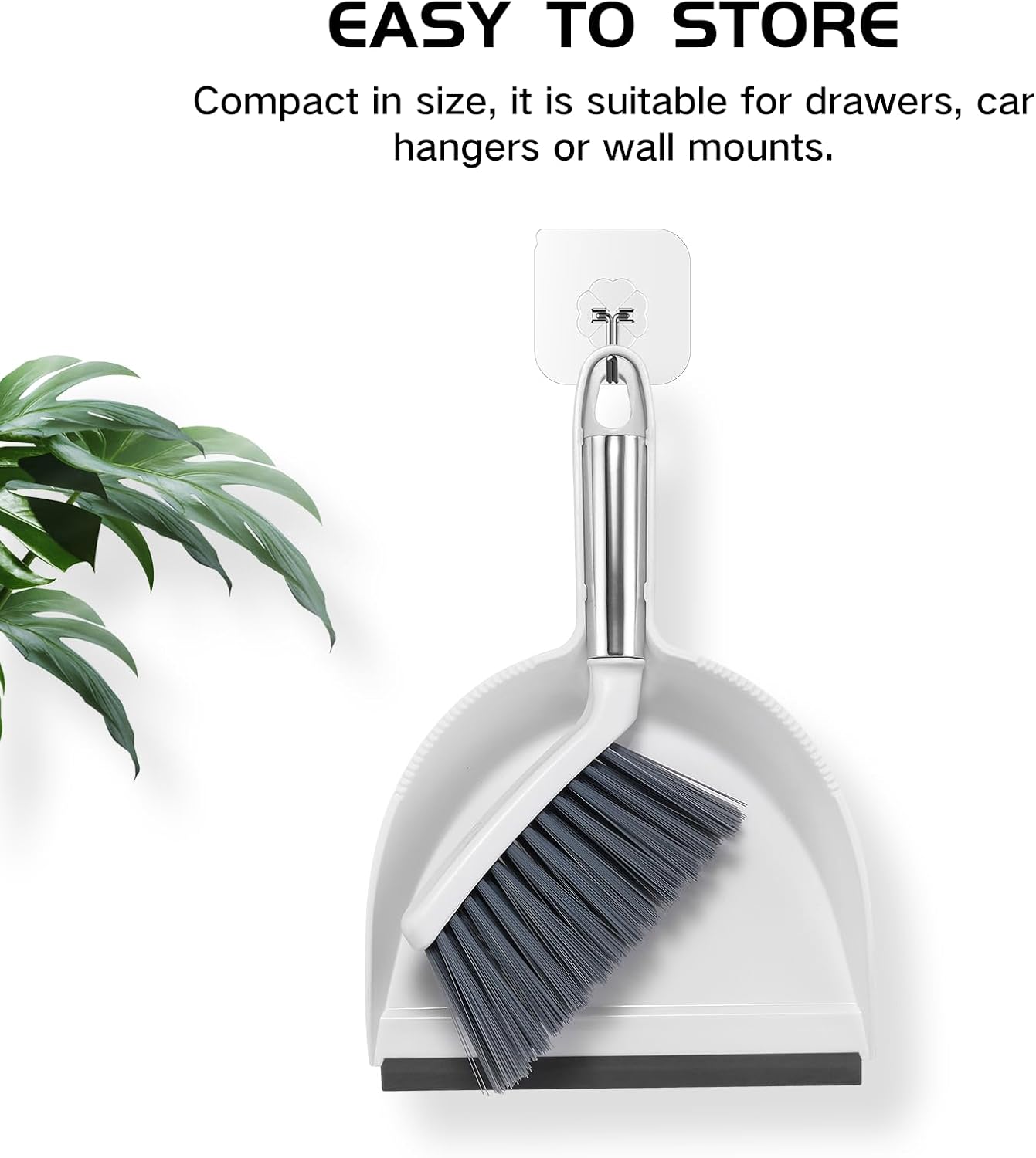 NACENA Mini Broom and Dustpan Set, Small Dust Pan and Brush Set with Handle Dustpan Teeth for Cleaning Hair Suitable for Office Desks Drawers Sofas Outdoor Camping, Light & Purple