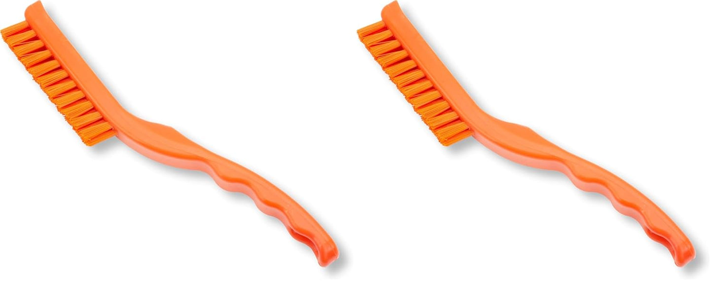 SPARTA Detail Brush Set - Grout & Crevice Brushes with Hanging Hole for Bathroom, Kitchens & Countertop, Plastic, 9 Inches, Orange