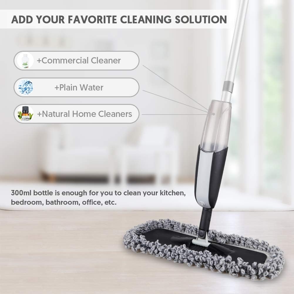 Microfiber Wet Spray Mops for Hardwood Floor Cleaning, Dry Wet Dust Wood Floor Mop with 4 Reusable Washable Mop Pads Refills Fit for Swiffer Power Mop, Flat Floor Mop for Laminate Ceramic Vinyl Tile