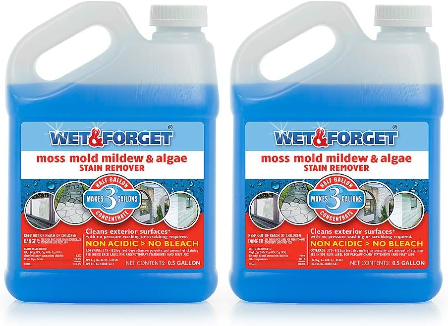 Wet & Forget Moss, Mold, Mildew, & Algae Stain Remover Multi-Surface Outdoor Cleaner Concentrate, Original, 128 Fluid Ounces