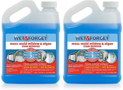 Wet & Forget Moss, Mold, Mildew, & Algae Stain Remover Multi-Surface Outdoor Cleaner Concentrate, Original, 128 Fluid Ounces