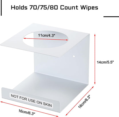 KoKone Wall Mount Wipes Dispenser Compatible for Clorox Lysol - Metal Wipe Canister Holder Cleaning Wipe Holder Container - White Wall Wipes Dispenser Keeper for Kitchen Bathroom Public Restroom