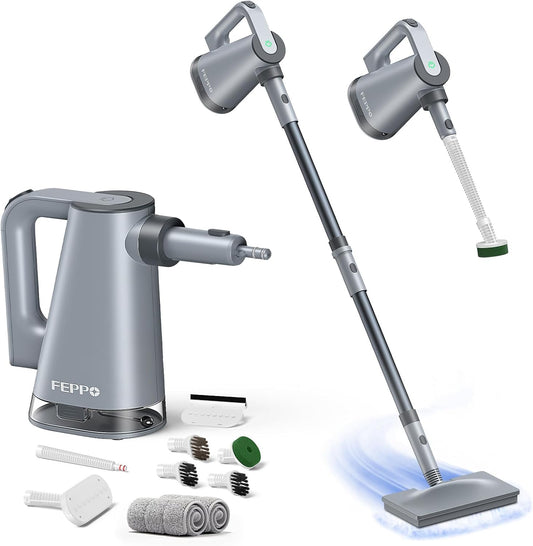 FEPPO Steam Mop & Detachable Handheld Steam Cleaner for Home and Floor Cleaning, 15s Heat-Up, 230°F Floor Steamer for Deep Cleaning with Multi-purpose Attachments Hardwood Floors, Tile,Grout,Furniture