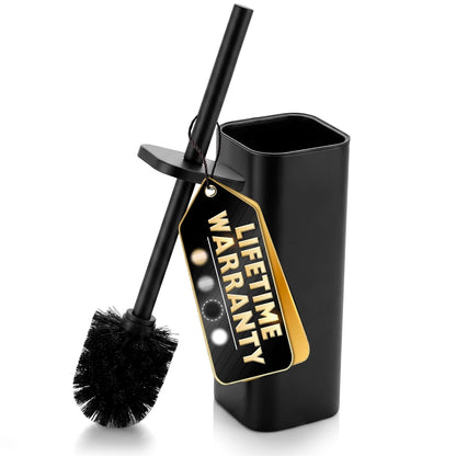 Stylish Stainless Steel Toilet Brush and Holder Set - Silver Toilet Bowl Brush and Holder with Splash Cover, Sturdy Bristles, Corrosion & Scratch Resistant - Elegant Design, Effective Deep Cleaning