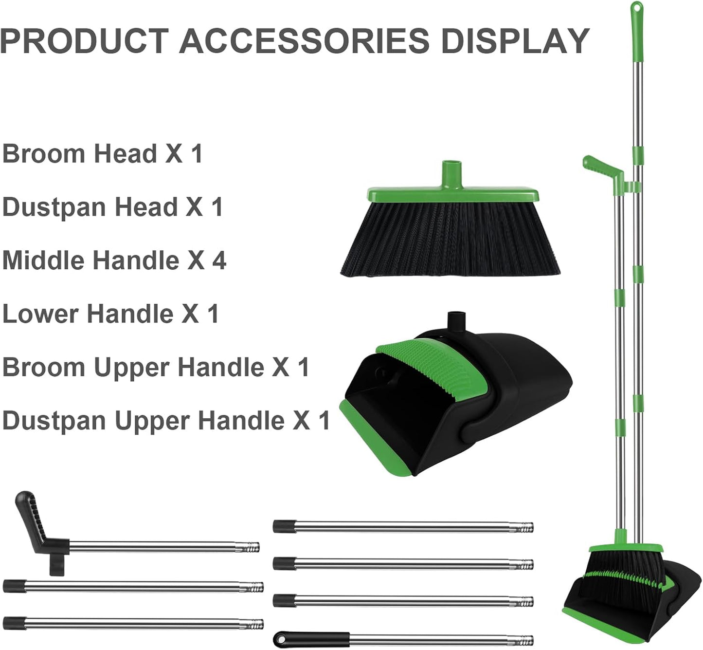 Purple Broom with Dustpan Combo Set, 51" Long Handle Household Cleaning Tool, Ideal Broom and Dustpan Set for Pet Hair and Home Use