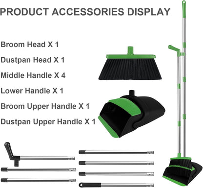 Purple Broom with Dustpan Combo Set, 51" Long Handle Household Cleaning Tool, Ideal Broom and Dustpan Set for Pet Hair and Home Use