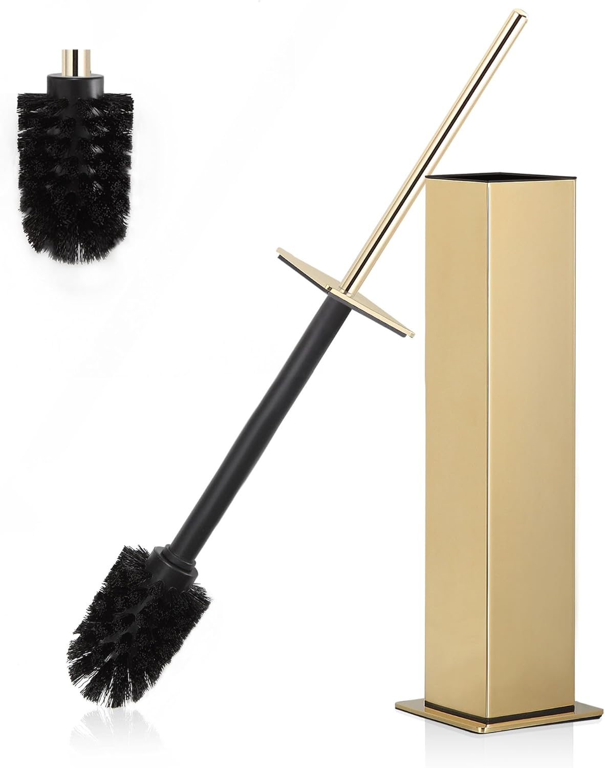 BVL Toilet Brush and Holder Set Brushed Nickel Stainless Steel 304 Square Freestanding Toilet Brush for Bathroom