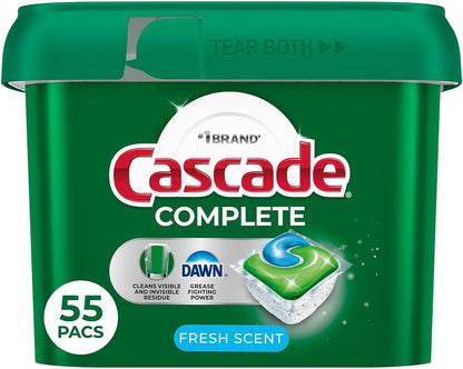 Cascade Complete Actionpacs, Dishwasher Detergent, Fresh Scent, 63 Count