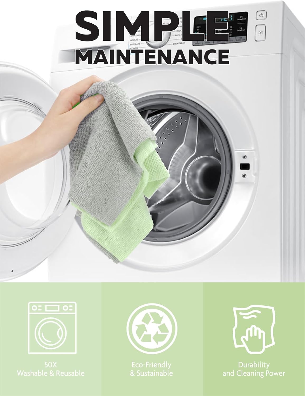 Fantasticlean Microfiber Cleaning Cloth Roll -75 Pack, Tear Away Microfiber Towels, 12" x 12", Reusable, Washable, Scratch Free, Ultra Absorbent Dishcloth for All-Around Cleaning Supplies (White)