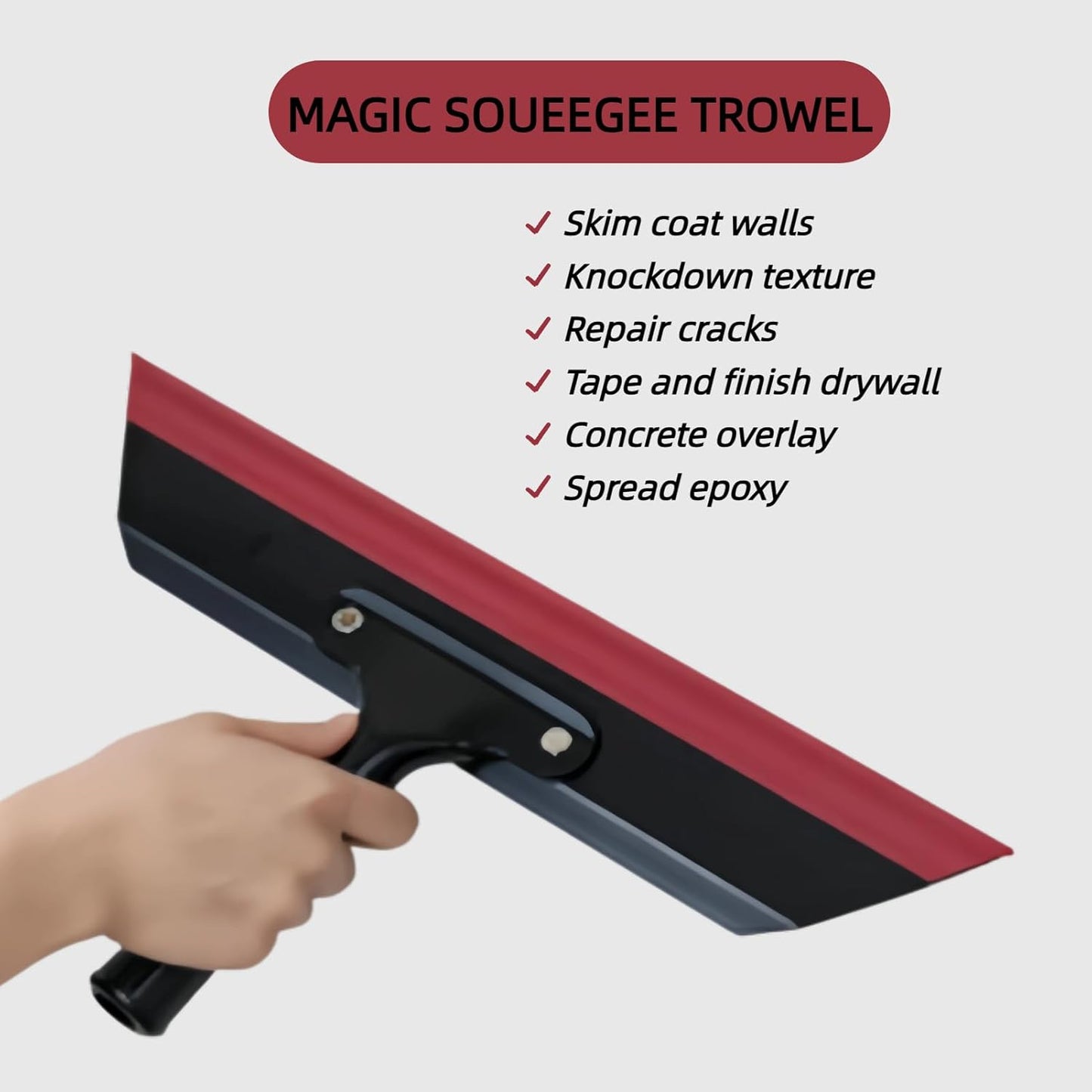 14in Magic Squeegee Trowel, Epoxy Spreader Trowel with Flexible Blade, Smoothing Tool for Knockdown, Drywall, Concrete, Epoxy Surfaces, Make Flat&Smooth