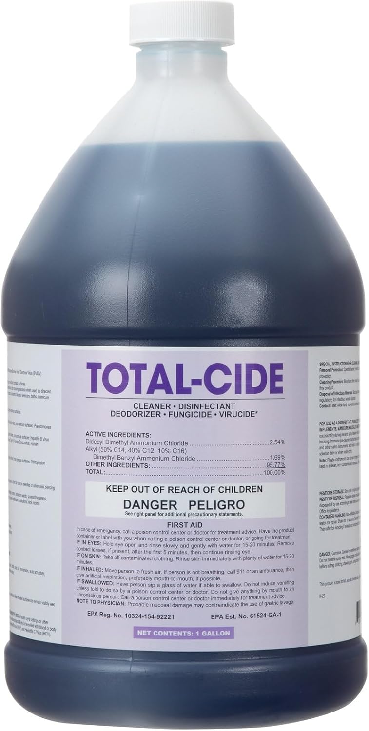 ForPro Total-Cide Disinfectant Solution, 2X Concentrated Formula, Hospital Grade Sanitizer & All Purpose Cleaner, 1 Gallon (128 Fl Oz)