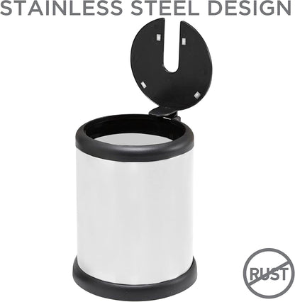 Bath Bliss Toilet Brush and Holder | Self Closing Lid | 360 Degree Brush Head | Bathroom Cleaning | Compact Size | Storage and Organization | Stainless Steel