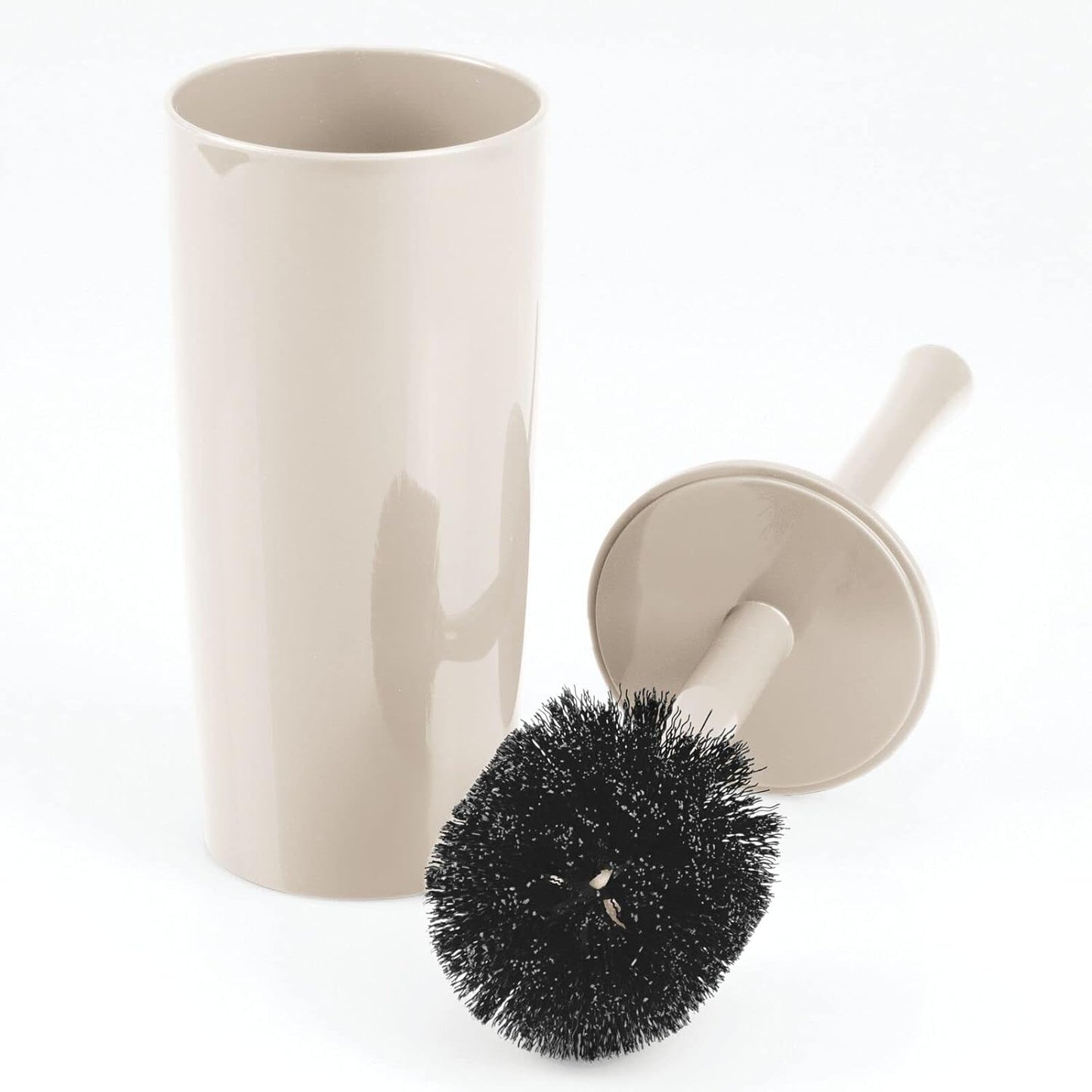 mDesign Slim Plastic Toilet Bowl Brush and Holder Set, Modern Compact Storage Organizer Cleaner Scrubber for Toilet - Heavy Duty Cleaning Plunger for Bathroom, Aura Collection - Navy Blue