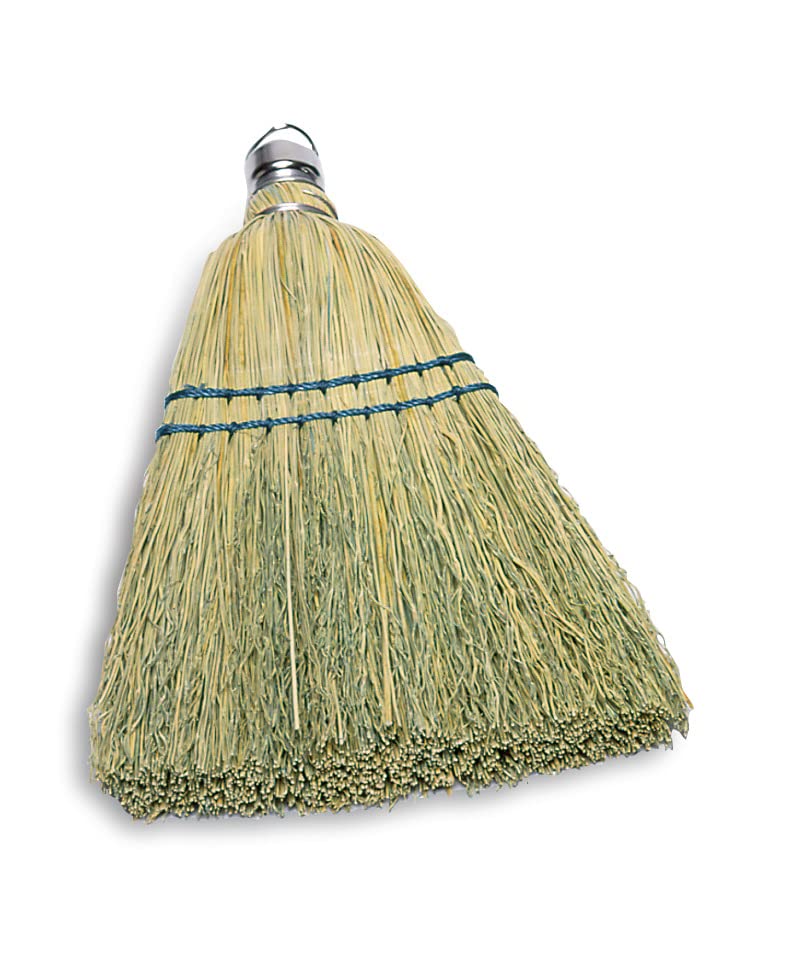 Rubbermaid Commercial 12 Inch Corn Whisk Broom, Yellow, Flagged Natural Bristles for Multi-Surface Sweeping, Remove Dirt and Debris from Porches/Floors Decks/Driveways/Sidewalks