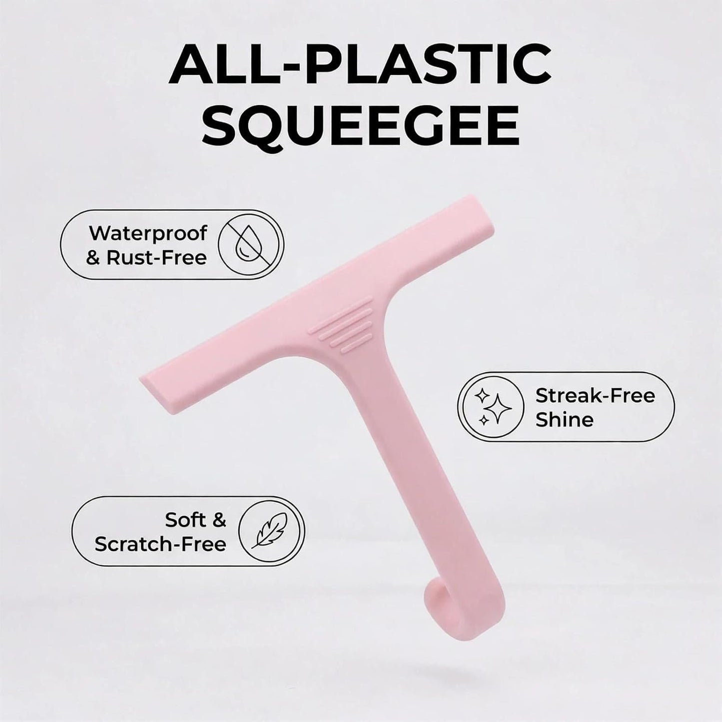 Silicone Shower Squeegee - All-in-One Design with Built-in Hook, 10 Inch Streak-Free Bathroom and car Cleaner for Glass Doors, Mirrors, Windows, Tiles Purple