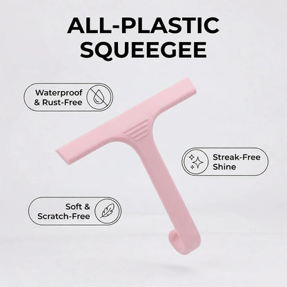 Silicone Shower Squeegee - All-in-One Design with Built-in Hook, 10 Inch Streak-Free Bathroom and car Cleaner for Glass Doors, Mirrors, Windows, Tiles Purple