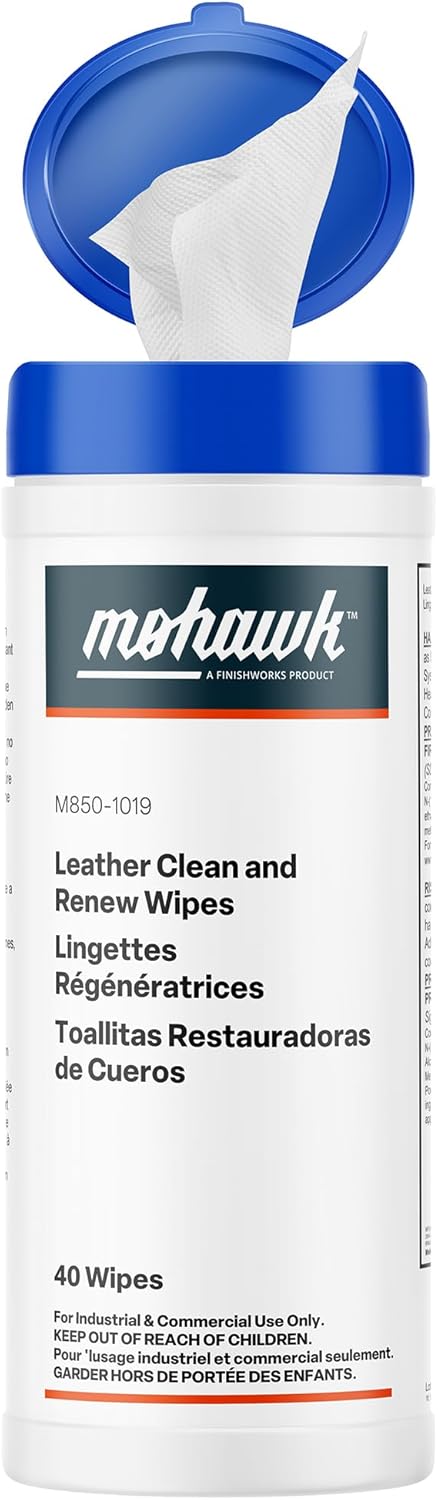 Mohawk Leather Clean and Renew Wipes, Leather Cleaner, M850-1019, 40 Sheets