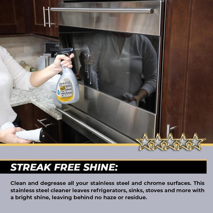Flitz Stainless Steel & Chrome Clean - 16oz Bottle, USA-Made Stainless Steel Cleaner Spray for Appliances - Grill, Fridge, Sink Stain Remover - Also Works on Aluminum Surfaces (1 Pack)