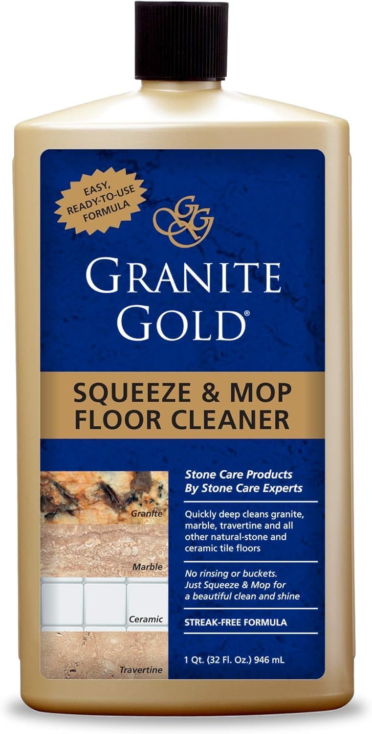 Granite Gold Stone And Tile Floor Cleaner - No-Rinse Deep Cleaning Granite, Marble, Travertine, Ceramic Solution - 32 Ounces (Packaging may vary)