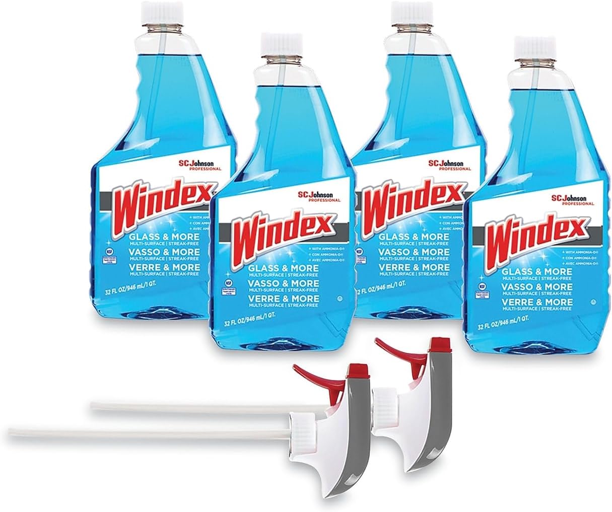 SC Johnson Professional Windex Glass and More Multi-Surface Cleaner, Windex Glass Cleaner Refill, Multi Surface Cleaner, 128 fl. oz. Bottles, 4 Count, for Professional Use Only