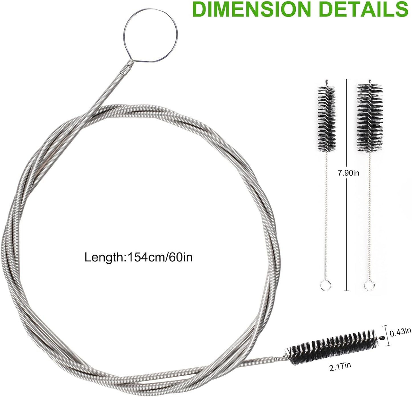 CiaraQ Bottle Cleaning Brushes, 8 Inch Nylon Tube Brush Set, Cleaner for Narrow Neck Bottles Cups with Hook, Set of 10pcs