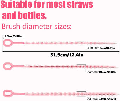 4pcs Straw Cleaner Brushes for Stanley, 12.4in Extra Long Full Bristles Replacement Coverage Reusable Straw Brush Cleaning Accessories for Water Bottles Glass Pipe Sippy Cup(0.31in+0.39in+0.47in)