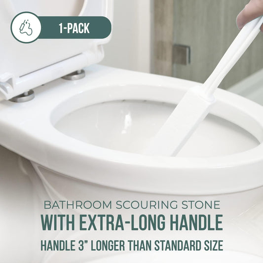 Powerstone Pumice Stone Toilet Bowl Cleaner with Extra Long Handle - 1 Pack | 3'' Longer Handle | Remove Hard Water Stains, Rings & Limescale from Toilets, Bathtubs, Sinks, Pools, BBQ