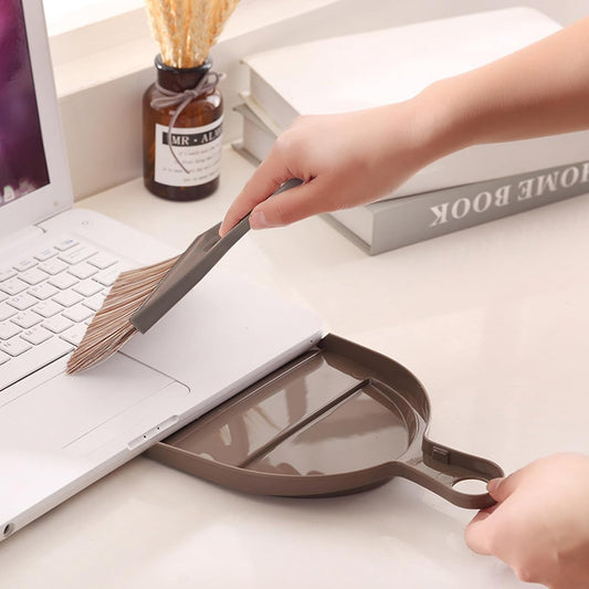 Mini Broom and Dustpan Set Hand Broom with Dustpan Portable Housekeeping Cleaning Tools for Desk,Counter,Sofa,Kitchen,Office,Nest (Off White)