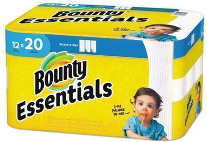 Bounty Essentials Select-A-Size Paper Towels, 6 Double Rolls, White, 108 Sheets Per Roll