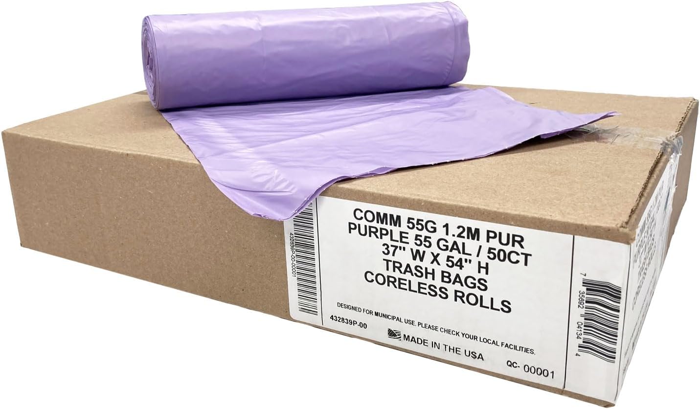 Ultrasac Heavy Duty 55 Gallon Clear Trash Bags - (Value 50 Pack) - 1.2 MIL equivalent Industrial Strength Plastic 37" x 54" for 50-55 Gal Cans -Fits Toter, Rubbermaid Brute, Carlislie Bronco etc.