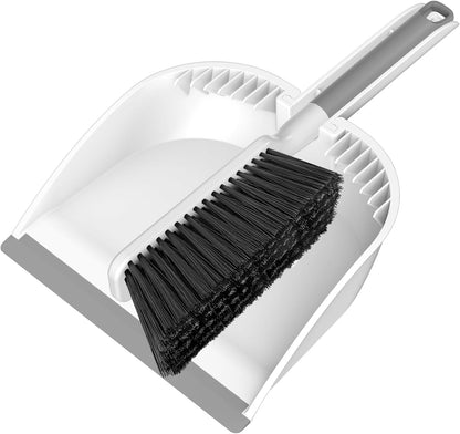 SetSail Small Dustpan and Brush Set, Nesting Snap-On Handheld Broom and Dust Pan with Teeth Portable Broom and Dustpan Set Suitable for Desktop, Pets Care, Sofa, Camping, Grey
