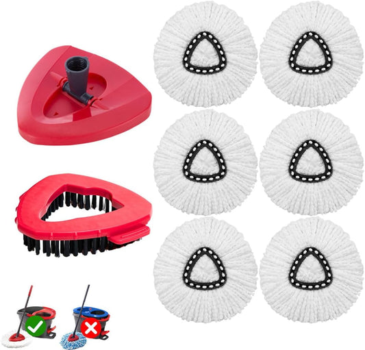 8-Pack Reusable Mop Head Replacement for O Cedar Easywring 1-Tank System, Microfiber Spin Mop Refills Compatible with Vileda 2-in-1 Turbo Triangle