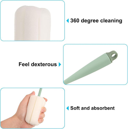 uxcell Bottle Soft Brush,1 Pcs - 10'' Cleaner Brush with Soft Sponge, Cup Cleaner Brush for Cleaning Sports Bottles, Coffee Mugs,Nipple Brush (Peacock Blue)