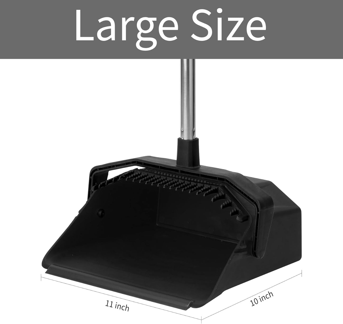 Tiumso Upgrade Broom and Dustpan Set, Broom with Dustpan Combo Sets, Large Brooms and Dust Pan with Handle, Self-Cleaning Dust Pans, Heavy Duty Broom and Dustpans Set for Lobby Kitchen Office - Green