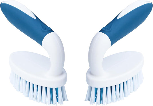 2 Pack Scrub Brushes, Cleaning Brush with Stiff Bristles, Handheld Scrubber for Bathroom, Shower, Tile, Carpet, Bathtub & Floor