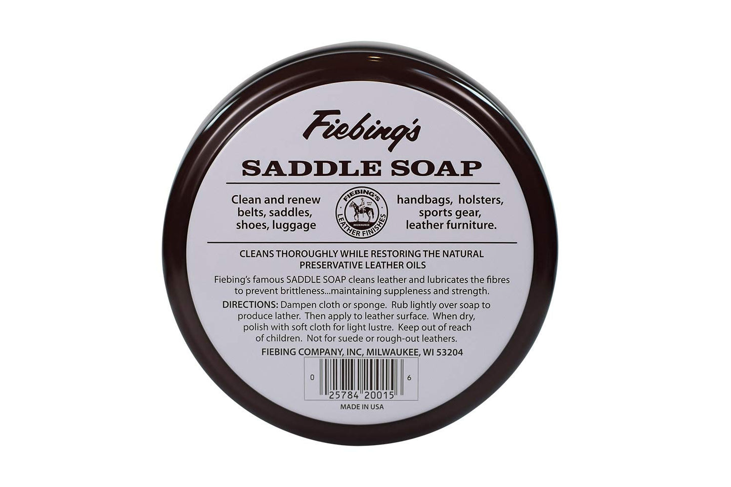 Fiebing's White Saddle Soap for Leather (12 oz Tin) - Cleaner & Conditioner to Soften, Protect & Restore Leathercraft - Soap for Car Seat, Couch, Shoe, Purse, Boot, Bag, & Saddles