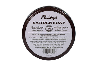 Fiebing's White Saddle Soap for Leather (12 oz Tin) - Cleaner & Conditioner to Soften, Protect & Restore Leathercraft - Soap for Car Seat, Couch, Shoe, Purse, Boot, Bag, & Saddles