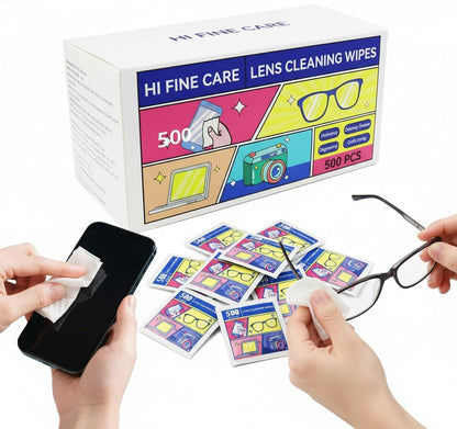 Pre-Moistened Lens Cleaning Wipes,500 Pcs Cleaning Wipes for Glasses, Computer & Laptops Screens, Smart Phones, Optical Lens, Goggles, and Watch Screen l Quick-Dry and Scratch-Free