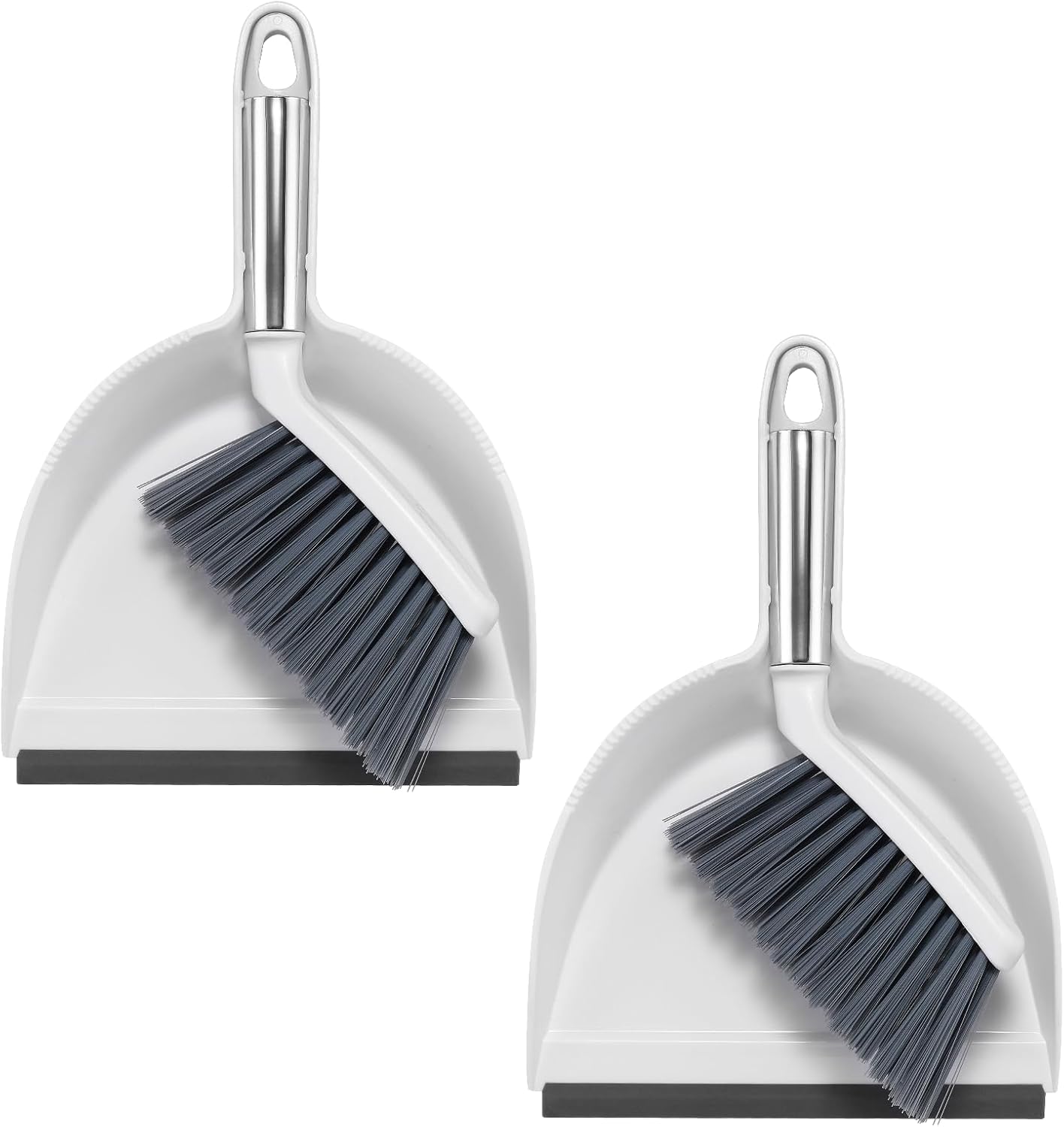 NACENA Mini Broom and Dustpan Set, Small Dust Pan and Brush Set with Handle Dustpan Teeth for Cleaning Hair Suitable for Office Desks Drawers Sofas Outdoor Camping, Light & Purple