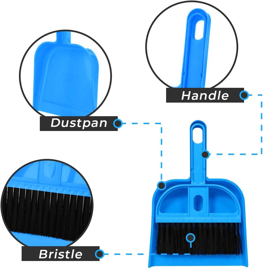 Mini Broom and Dustpan Set - Compact Cleaning Kit for Home, Car, Camping, Small Spaces, Pet Cleanup, and Travel - Durable Small Broom and Dustpan Set Mini - Mint Green Broom