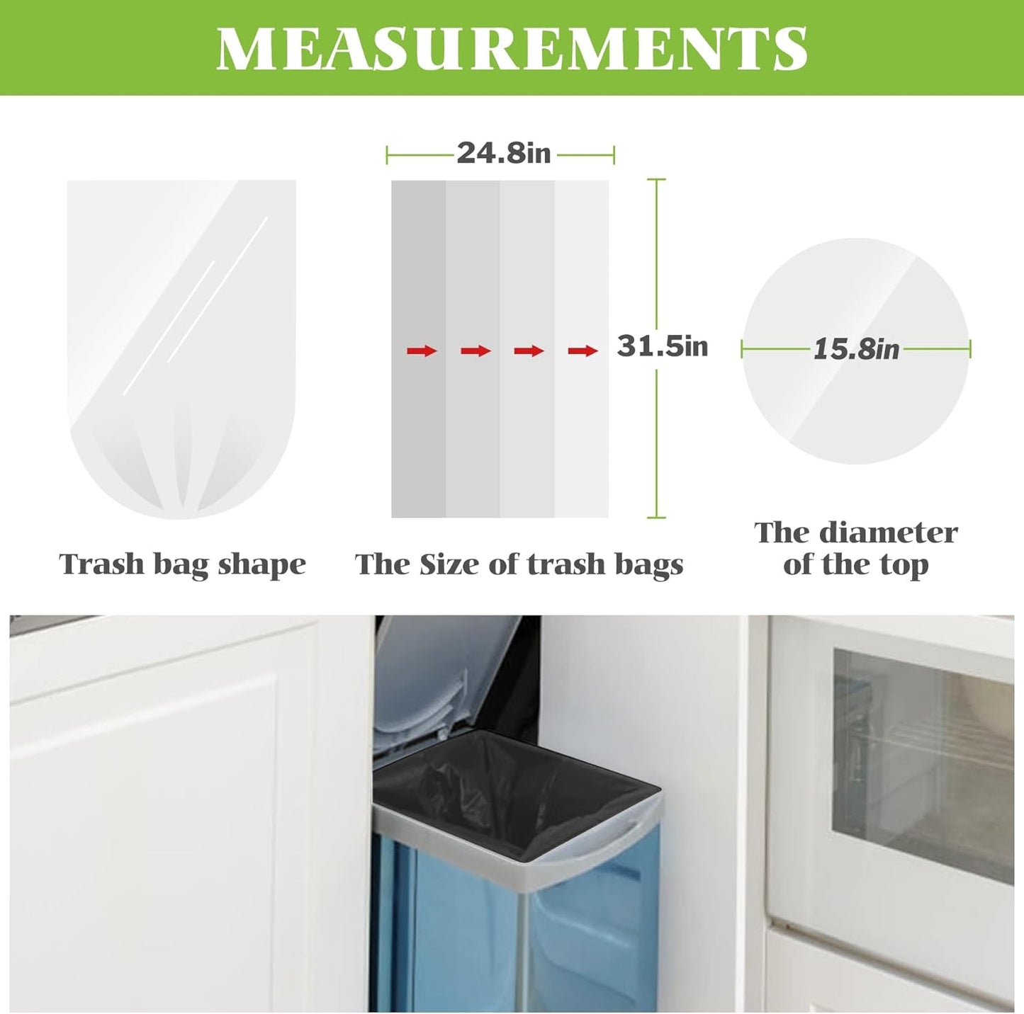 Teivio Small Trash Bags 4 Gallon 120 Counts Garbage Bags, Bathroom Trash Can Bin Liners, Small Plastic Bags for home office kitchen, fit 12-15 Liter, 3,3.5,4.5 Gal, Clear