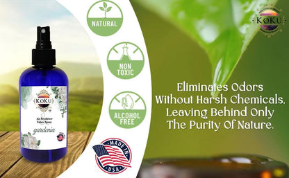 Gardenia Air Freshener - Room Spray - Odor Eliminator - Deodorizer - Car Air Freshener - Home Spray - Linen Spray - Fabric Refresher - Non-Toxic - Alcohol Free – 8 Oz