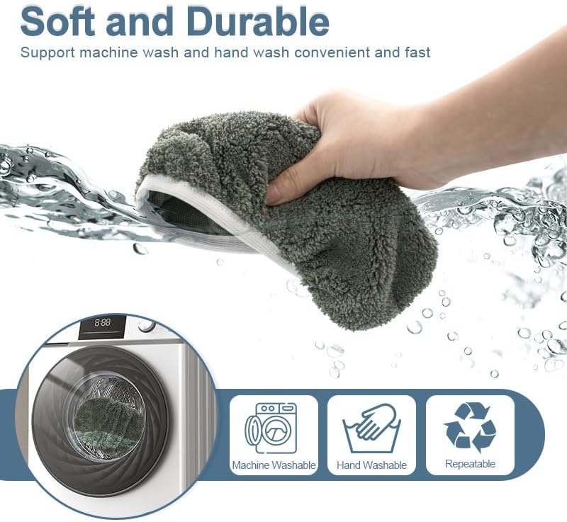 Reusable Microfiber Mop Pads Washable Wet Pads Compatible with Swiffer Sweeper Refills Pads for Wet & Dry Sweeping Cloths Mop Head Replacement for Household Cleaning (Green 4PCS)