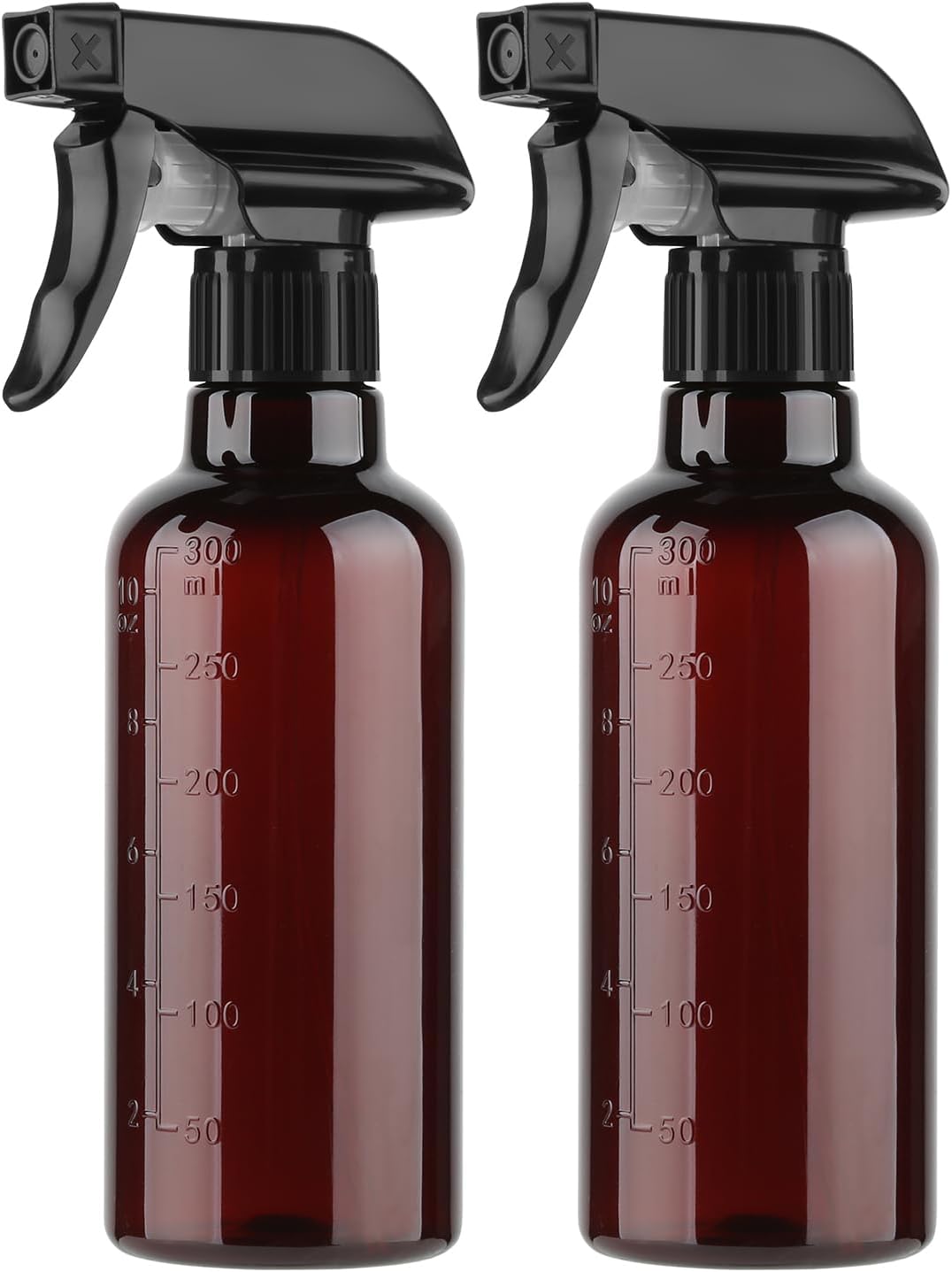 Plastic Spray Bottles (2 Pack 10 oz), Leakproof Adjustable Fine Mist & Jet Stream Nozzle, Premium BPA-Free Plastic Multi-Purpose for Hair, Plants, Cleaning (2 PACK CLEAR)