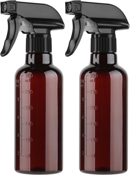 Plastic Spray Bottles (2 Pack 10 oz), Leakproof Adjustable Fine Mist & Jet Stream Nozzle, Premium BPA-Free Plastic Multi-Purpose for Hair, Plants, Cleaning (2 PACK CLEAR)
