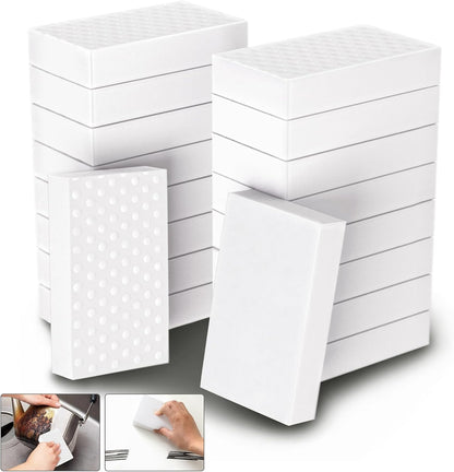 Magic Sponge Eraser POWOBEST 100 Pac Extra Thick Melamine Sponges Magic Cleaning Sponge, Household Cleaning Scrub Sponge Pads for Kitchen, Car,Sink,Shoe，Bathtub Cleaning Sponge