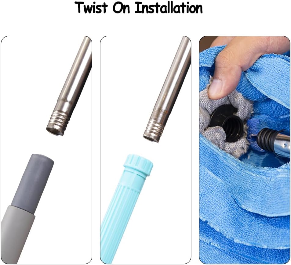 EaseYourDay Self-Wringing Twist Mops, Hands-Free Ratchet Wringing, Microfiber Mop with 1 Extra Refill