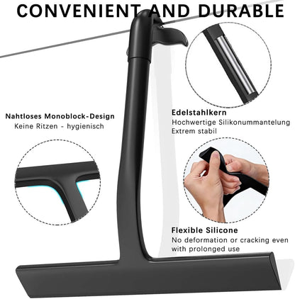 2PACK Shower Squeegee for Glass Doors, All-One-Piece Silicone with Built-in Hook Design for Easy Hanging and Cleaner Tool, for Bathroom, Glass, Kitchen, Tile Wall, Car