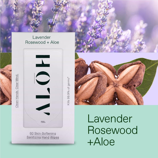 ALŌH Peppermint Eucalyptus + Aloe Sanitizing Hand Wipes - Clean Hands, Clear Mind On The Go Sanitizer for Kids and Adults - Travel Size 3 Pack 20ct Wipes (60 Wipes)